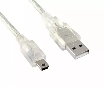 Mini USB 2.0 Kabel, A Stecker auf 5pin mini Stecker, transparent, 2,00m, DINIC Polybag